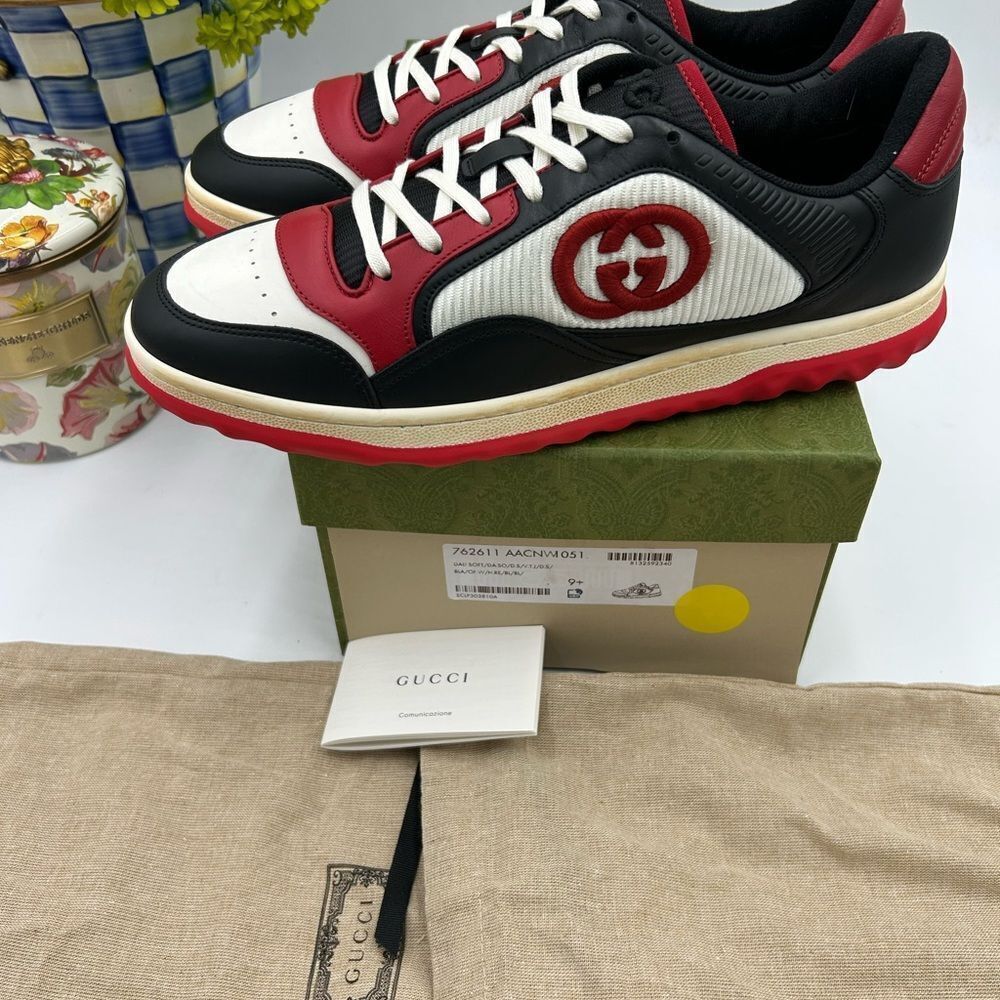 Men's Gucci, Mac 80 low top leather sneakers size 9.5 fits 10 US made in Italy - Picture 6 of 11